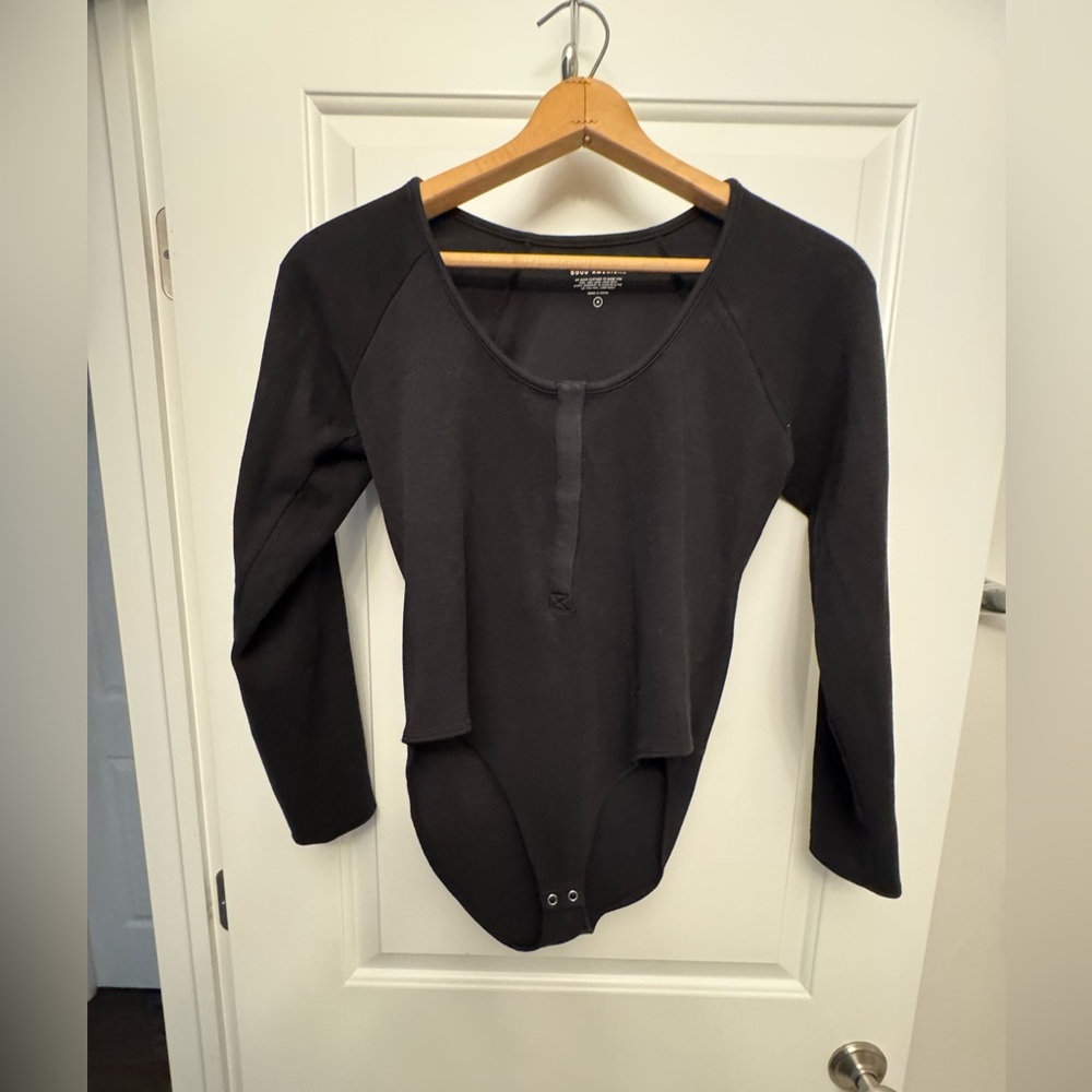 NWOT Good American Charcoal Waffle Knit Top